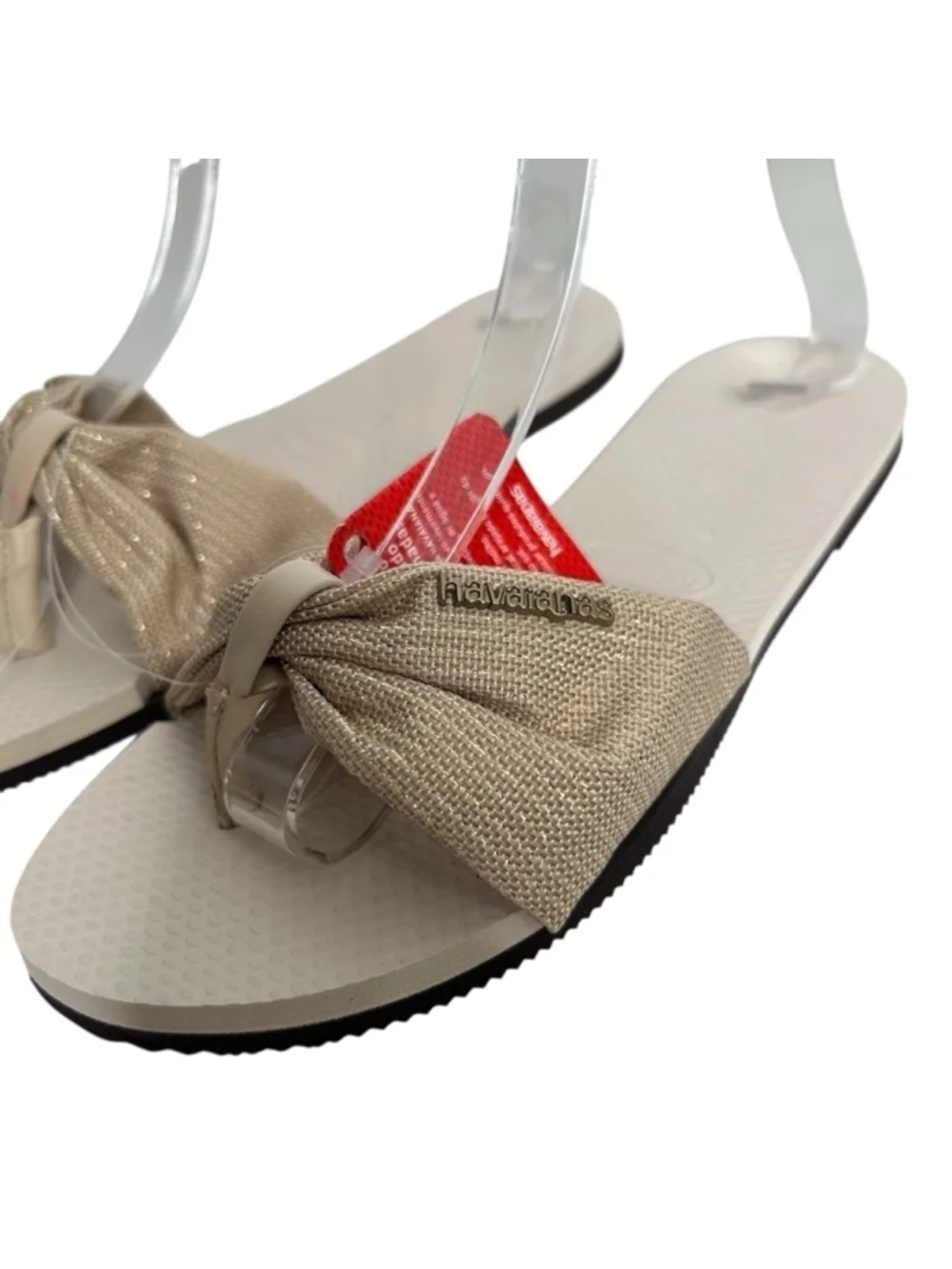 Havaianas You St. Tropez Metallic Shine Sandals Flip Flops Beige Women's 7/8